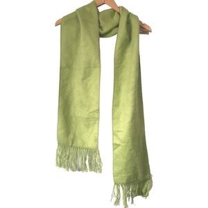 Alpaca Camargo Scarf Womens Green Wool-Blend Shaggy Fringed Boho Unisex Peru
